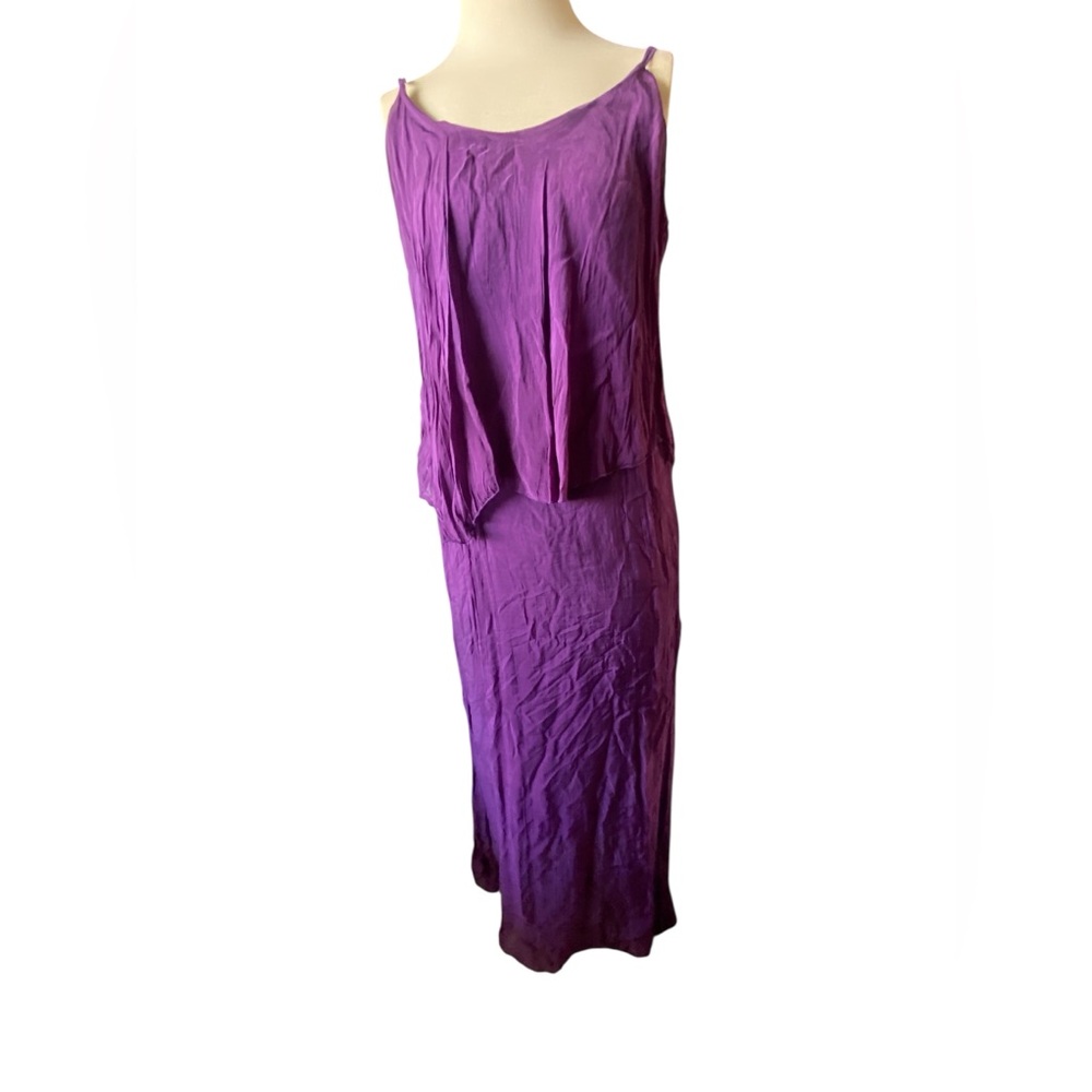 Pura Seta Italy 100 Silk asymmetrical tiered maxi dress whimsygoth fairycore M/L